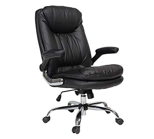 Image of Premium Ergonomic Leatherette Office Chair | High Back Revolving Chair For Office, Home, Study & Gaming | With Seating Cushion | Heavy Duty Metal Base | Height Adjustable Boss Chair (Black)