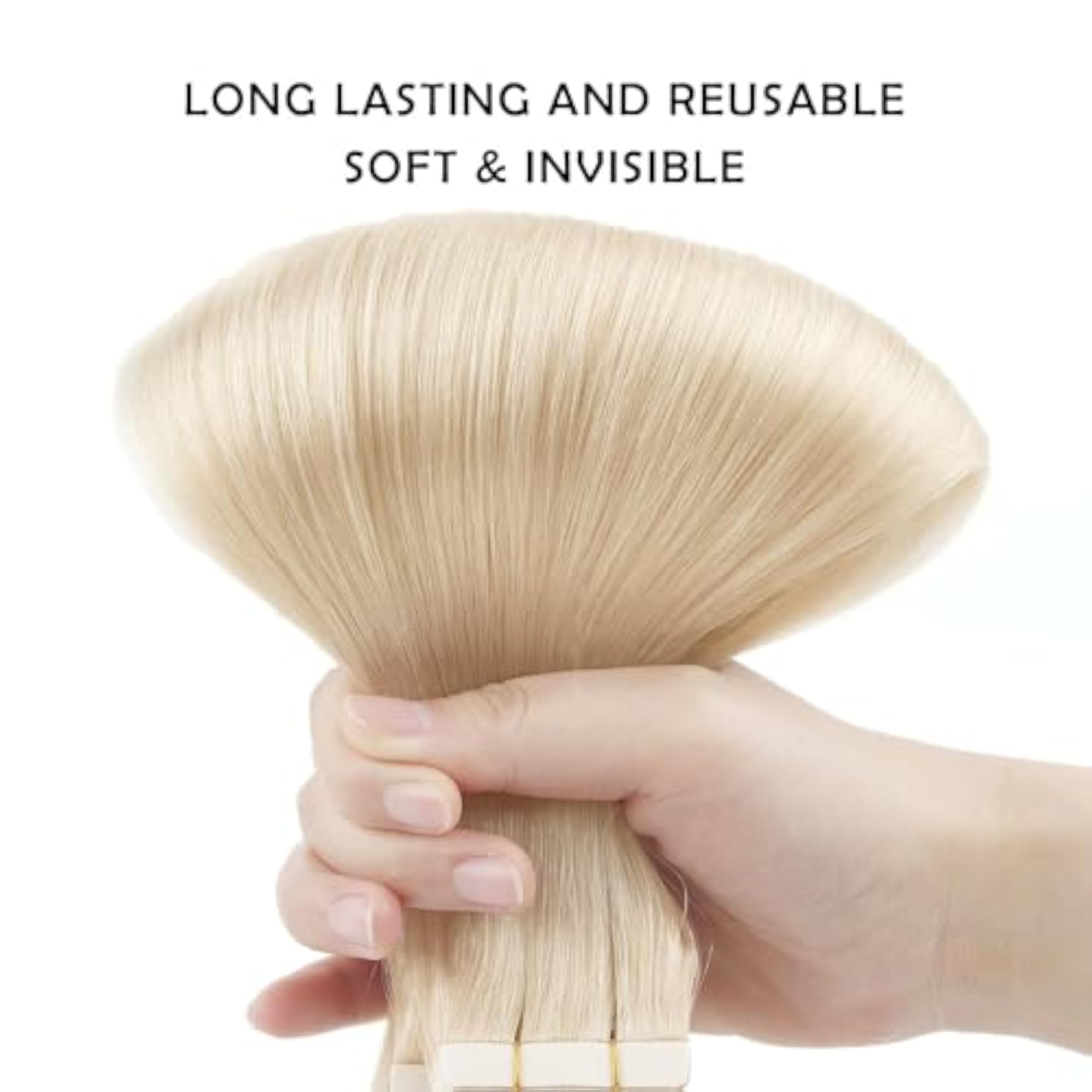 Platinum Ash Blonde Tape-In Human Hair Extensions, 20 Pcs