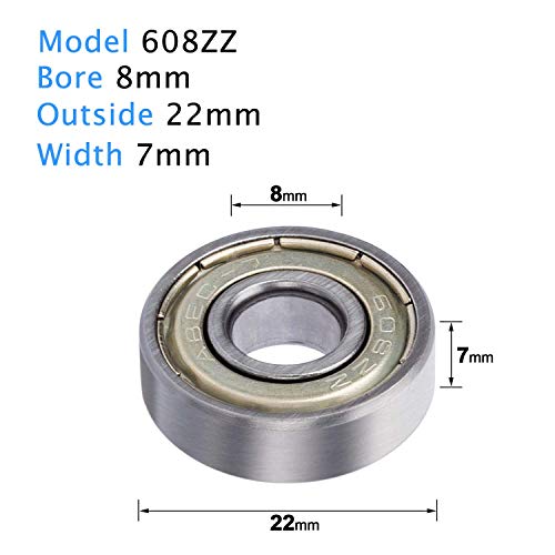 Donepart 608Zz Bearings Skateboard Bearing C3 High Speed 8Mmx22Mmx7Mm Bearings For Skateboards, Electric Motor, Wheels, Scooters, Longboard, 3D Printer, Spinners (10 Pack) #TOP2
