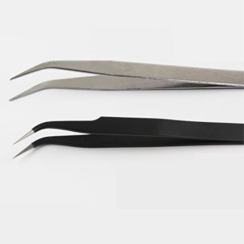 YURROAD Quilling 2pcs Pince à éPiler Inoxydable Outils Combo Kit DIY Fait à La Main CourbéE Bouche Pince à éPiler Cover