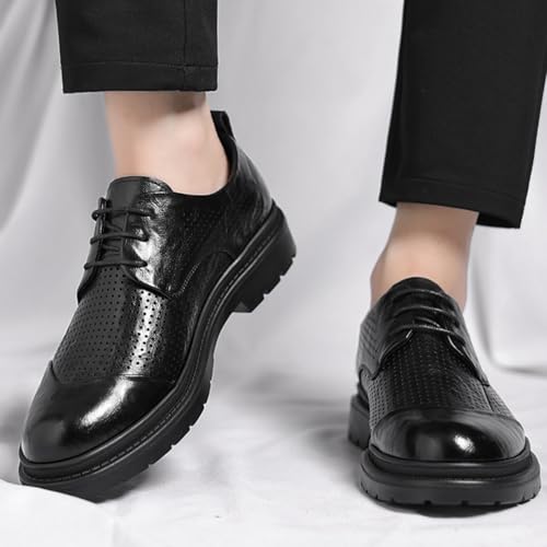 Fashion Hollow Out Breathable Soft Leather Lace-Up Dress Oxfords Shoes for Men Low Top Round Toe Lug Sole Non-Slip Casual Comfortable Derby Shoes for Work Office Dress Business3
