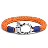 Elegatto Orion Premium Rope Bracelet for Men | Natural Cotton Finish and Sterling Silver Polished Stainless Steel Horseshoe Shackle Closure | Men’s Designer Bracelet Gray Large (7.7')