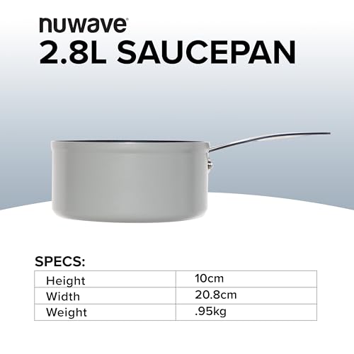 Nuwave Healthy Duralon Blue Ceramic Nonstick 2,8L Saucepan in Cool Grey, Diamond Infused Scratch-Resistant, PFAS Free, Dishwasher & Oven Safe, Induction Ready & Evenly Heats, Stay-Cool Handle - Image 5