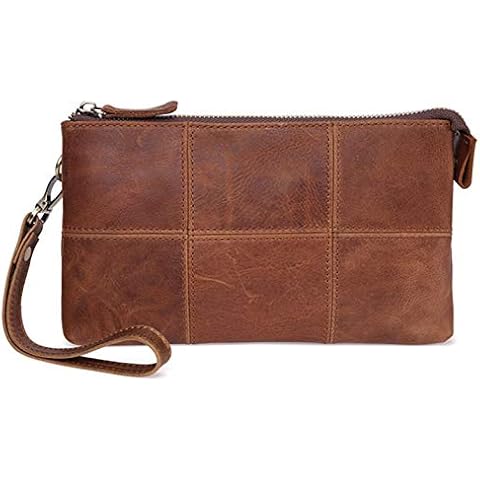 New Multifunctional Clutch Crazy Horse Leather Long Wallet Casual Fashion True Leather Stitching Clutch Cover