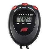 New Balance Stop Watch - Digital Stopwatch Interval Timer Exercise Handheld Display for Sports & Athletic Workout Training (Soccer, Boxing, Swim, Referee, Coaching, Kids), Black/Red