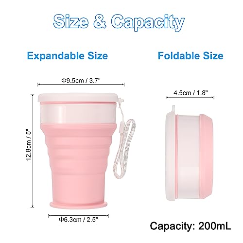 PATIKIL Collapsible Cup, 2 Pack 350mL Travel Folding Cup Silicone Portable Drinking Cup for Camping Hiking Outdoors, Pink Gray - Image 2