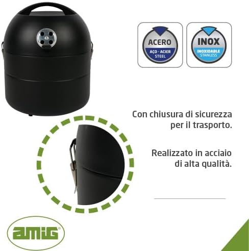 Amig - Fireplus Barbecue portatile a carbonella o a legna | Barbecue da tavolo compatto | Con sistema di ventilazione e serbatoio per la cenere | Griglia in acciaio Ø29 cm | Dimensioni: Ø34,5x42,8cm Amig - Fireplus Barbecue portatile a carbonella o a legna | Barbecue da tavolo compatto | Con sistema di ventilazione e serbatoio per la cenere | Griglia in acciaio Ø29 cm | Dimensioni: Ø34,5x42,8cm