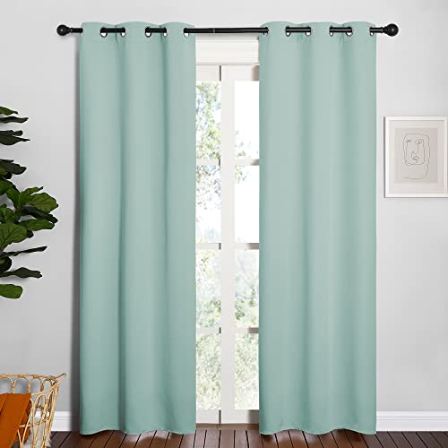 Image of NICETOWN Window Curtain Panels, Thermal Curtains Insulated Solid Grommet Blackout Draperies /Drapes for Loft Window (Aqua, One Pair, 34 by 84-inch)
