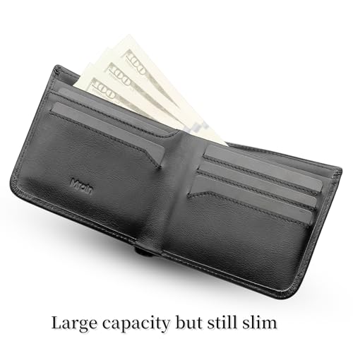 Full Grain Genuine Leather Wallet for Men | Minimalist Style | RFID Blocking | Bifold | Coin Pocket | Ultra Slim | Gift for Him (Wax Black)2