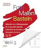 Foto-Malen-Basteln Bastelkalender weiß Notice groß 2023: Fotokalender zum Selbstgestalten. Do-it-yourself Kalender mit festem Fotokarton. Platz für Geburtstage/Notizen. Format: 30 x 35 cm