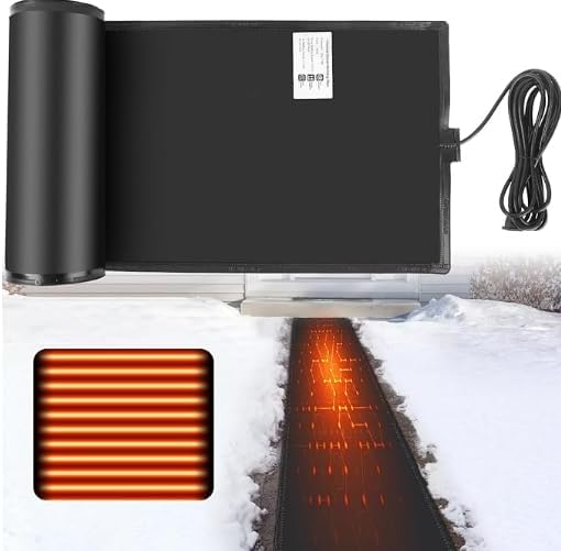 VASALAID Heated Snow Melting Mats,10ft x 21in PVC Snow Melting Mats Outdoor,120V Snow and Ice Melting Mats for Proof and Valley,3 in/h Melting Speed