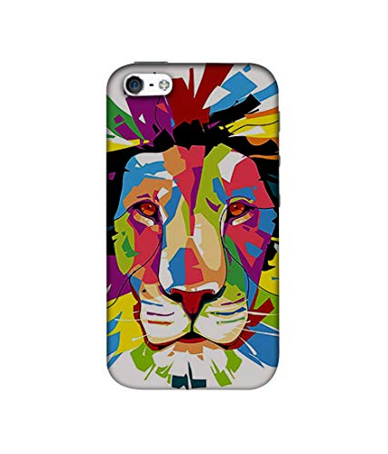 Image of Amazon Brand - Solimo Designer Lion Multicolor Vector 3D Printed Hard Back Case Mobile Cover for Apple iPhone 5 / 5S