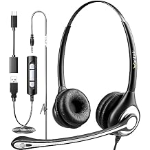 Wantek USB Headset with Mic for PC, On-Ear Computer Laptop Headphones with Noise Cancelling Microphone in-line Control for Home Office Online Class Skype Zoom