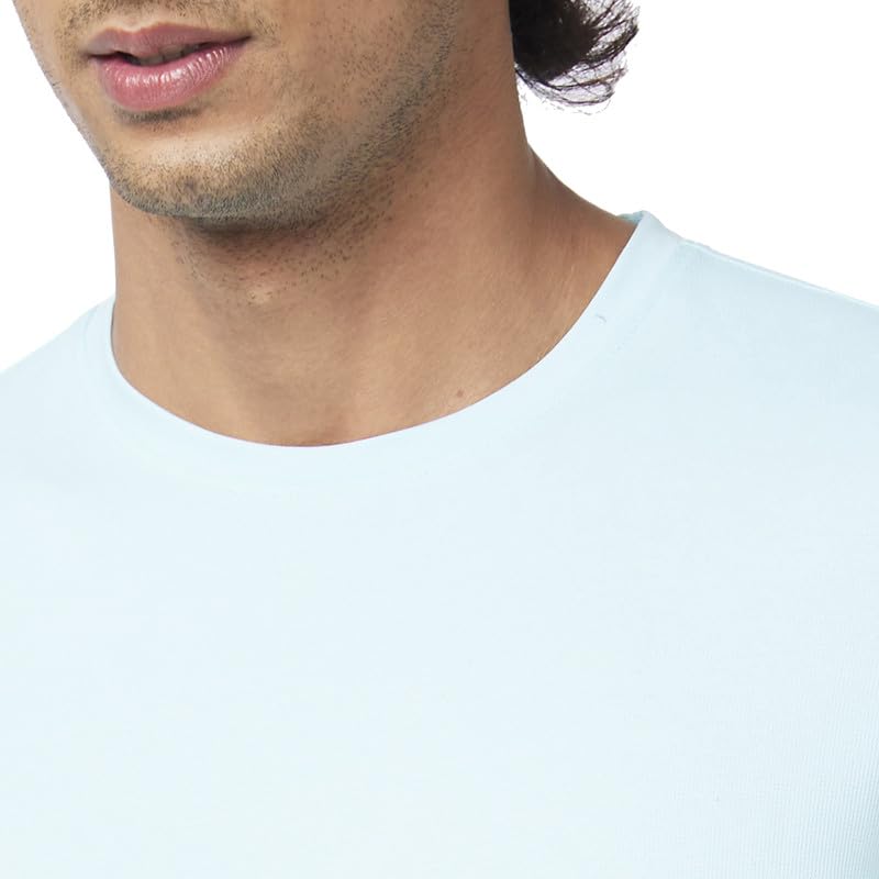Image of Spykar Men's Slim Fit Round Neck Half Sleeve Solid Casual T-Shirt