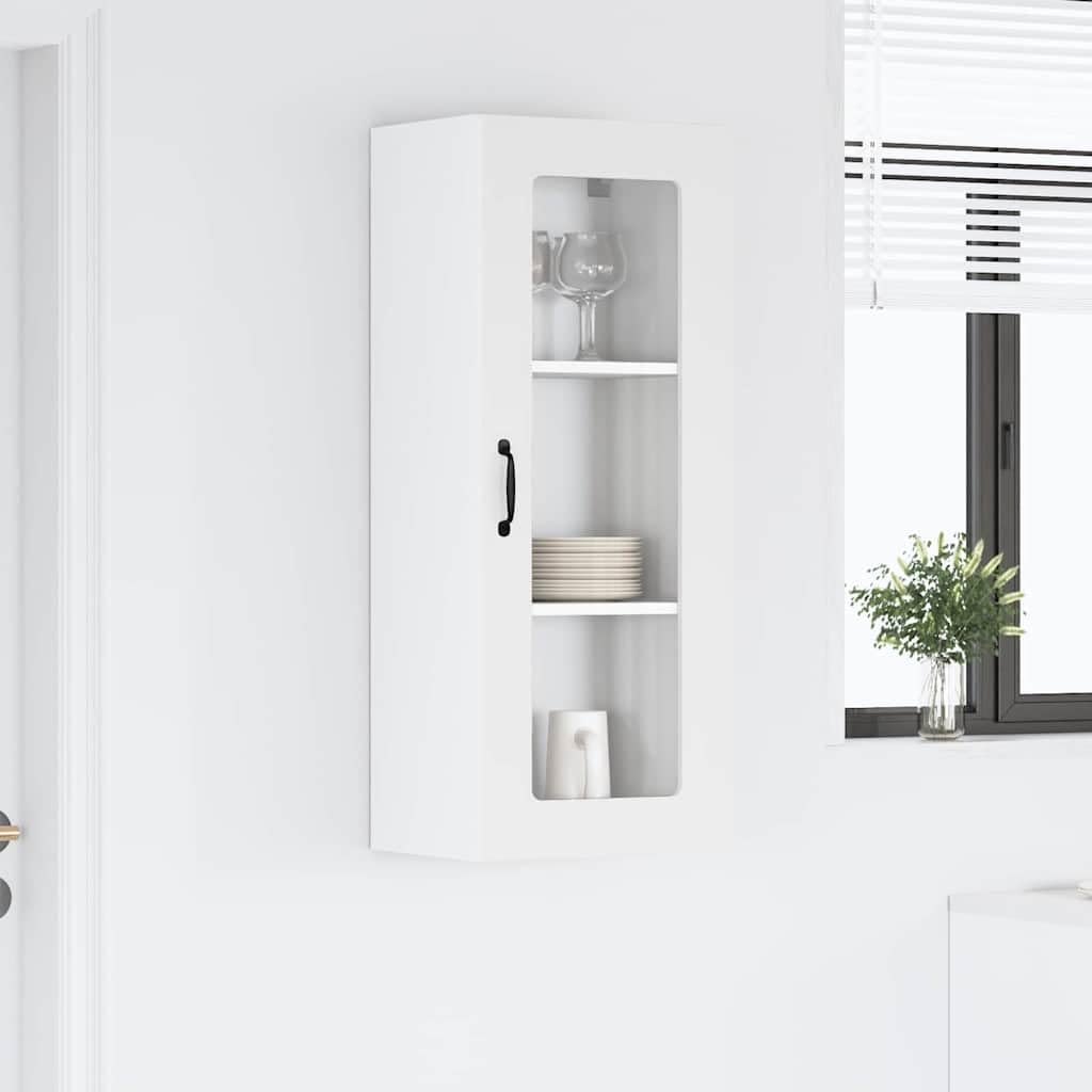 Armario de cocina de madera blanco 40 x 31 x 100 cm con puerta y 3 estantes, armario de pared para cocina y comedor, armario auxiliar versátil y organizador para vajilla y suministros