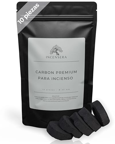 Carbón Incienso 33mm - 10 Discos De Combustión Rápida - Quema Hasta 60 Minutos - Carbón Incienso Natural - Ideal Para Quemadores De Resina E Incensarios