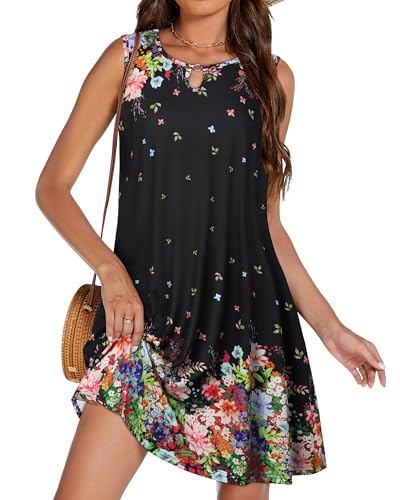 Image of Summer Dresses for Women 2026 Casual Sleeveless Sundress Floral Loose Fit Beach Cover Up with Pocket