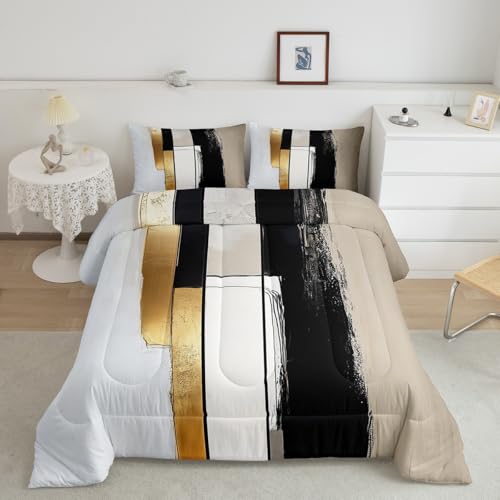 Homemissing Golden Schwarz Bettdecke 135x200cm Abstrakte Kunst Steppbett für Jungen Mädchen Moderne Kunst 4-Jahreszeiten Bettdecke 2 Stück Geometrische Zimmerdekoration Homemissing Golden Schwarz Bettdecke 135x200cm Abstrakte Kunst Steppbett für Jungen Mädchen Moderne Kunst 4-Jahreszeiten Bettdecke 2 Stück Geometrische Zimmerdekoration