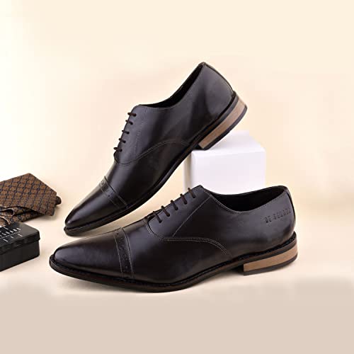 Image of Handmade Premium Genuine Leather Formal Shoes for Men | Brown Office Dress Lace up Formal Oxford Shoes