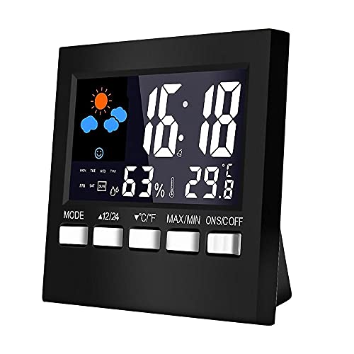 Preisvergleich Produktbild Staright LCD Digital Wetterstation Thermometer Hygrometer Haushaltstemperatur Feuchtigkeitsmesser Schlummer Wecker Zeitdaten Wettervorhersage Hintergrundbeleuchtung