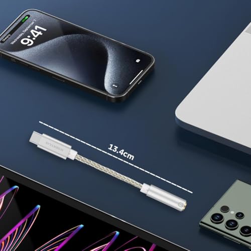 Image of AUDIOCULAR D07 Slim CX31993 Portable DAC Dongle Connector Mobile Audio Adapter, Type C to 3.5mm DAC for iPhone 16 Series /15 Series, Galaxy S25 / S24 & Other Type C Phones