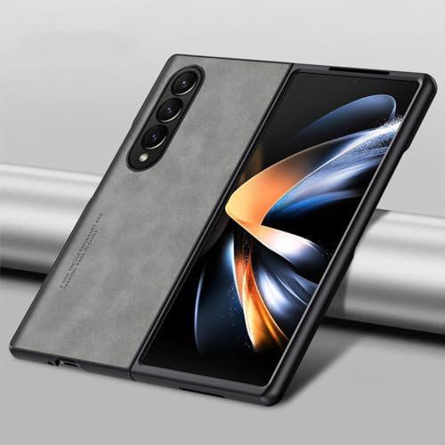 Étui en cuir pour Samsung Galaxy Z Fold 5 antichoc gris