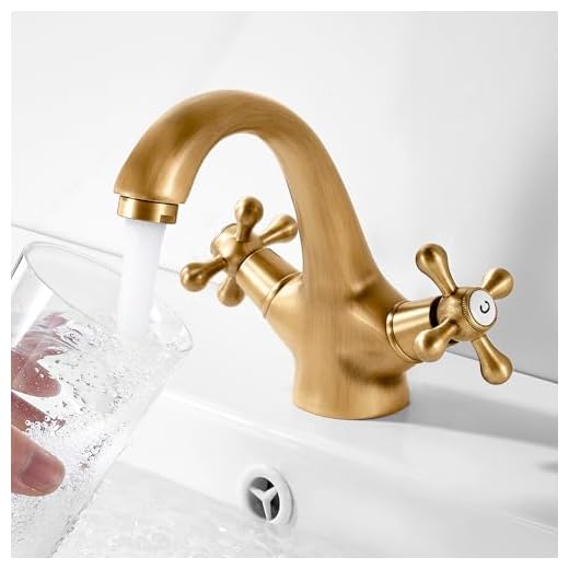 Wasserhahn Bad Antik, Waschtischarmatur Retro Armaturen Waschbecken Mischbatterie Zwei Griffe, Armatur Badezimmer Kupfer, Mischbatterie Wasserhähne Messing für G3/8