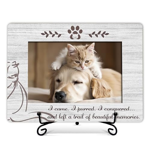 Cat Memorial Picture Frame Cat Photo Frame Remembrance Gifts For Cat Lover Cat Mom Loss of Cat Sympathy Decor Gift Cat Passing Away Gift Home Office Memorial Frame With Stand -13