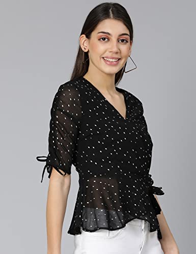 Image of Polka Print Black Color Women top