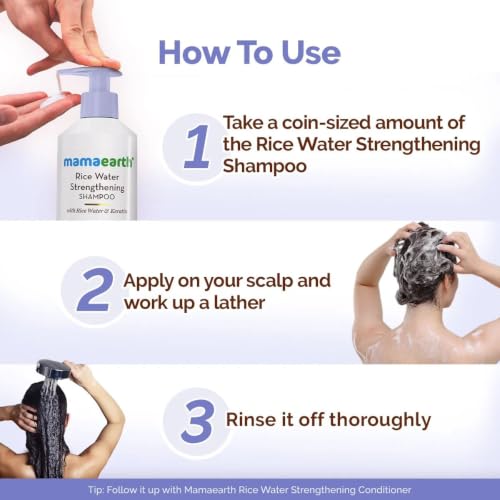 Image of Mamaearth Rice Water Strengthening Shampoo with with Rice Water & Keratin for Damage Repair- 400 ml | Hair Strengthening | Hair Fall Reduction