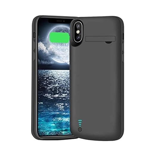 BAHOND Battery Case for iPhone X & iPhone Xs, 5000mAh Rechargeable Extended Battery Charging Charger Case, Add 2X Extra Juice, Support Wired Headphones (5.8 inch) Black