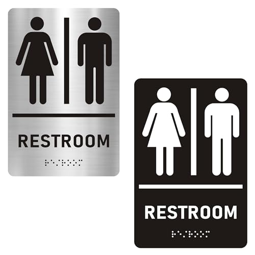 Panneaux de toilettes en braille x2 noir et blanc 22,9x15,2 cm
