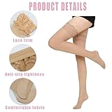 2PCS Shiny Thigh High Stockings, for Women, Silky Sheer Hold Ups with Anti-Slip Silicone Lace Top, Glossy Transparent Lingerie Stockings, Sexy Elegant Stay Up Hosiery for Parties, Costumes, Dresses - Image 3