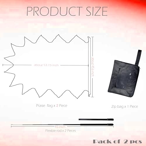 Wuchieal 53 X45 Inch Rectangle Worship Flags with Flex rods,Rectangular Praise Church Flag, Metallic Praise Dance Flags for Worship Dance Ministry Deep LH# FIRE by Wuchieal - Image 2