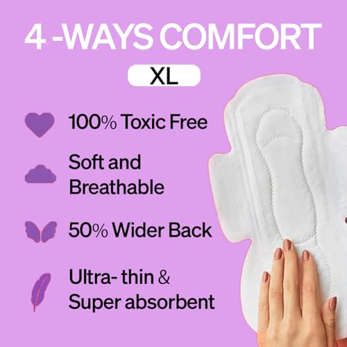 Image of Namyaa Sanitary Pads XL 290mm - Extra Long, Ultra Thin, Winged & Leak-Proof Pads for Heavy Flow - Breathable, Rash-Free Comfort (40 Pads)