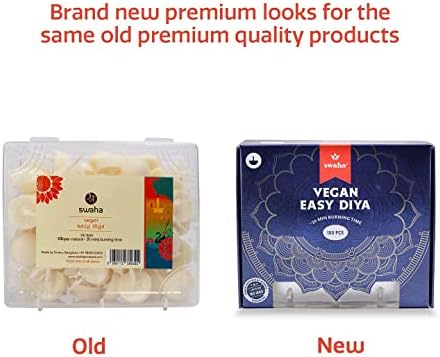 Swaha Premium Vanaspati Ghee Diya Wicks | 30 Minute Burning Time Wax Free Vegan Diya Batti | Ready to Use Pure Cotton Wicks for Daily Puja & Aarti | Scientifically Tested | Pack of 1 (100 Pieces)