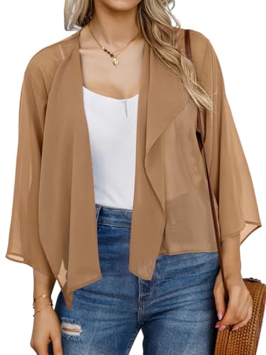 Womens Summer Tops Short Shrugs Kimono Cardigans Casual Chiffon Bolero Jackets