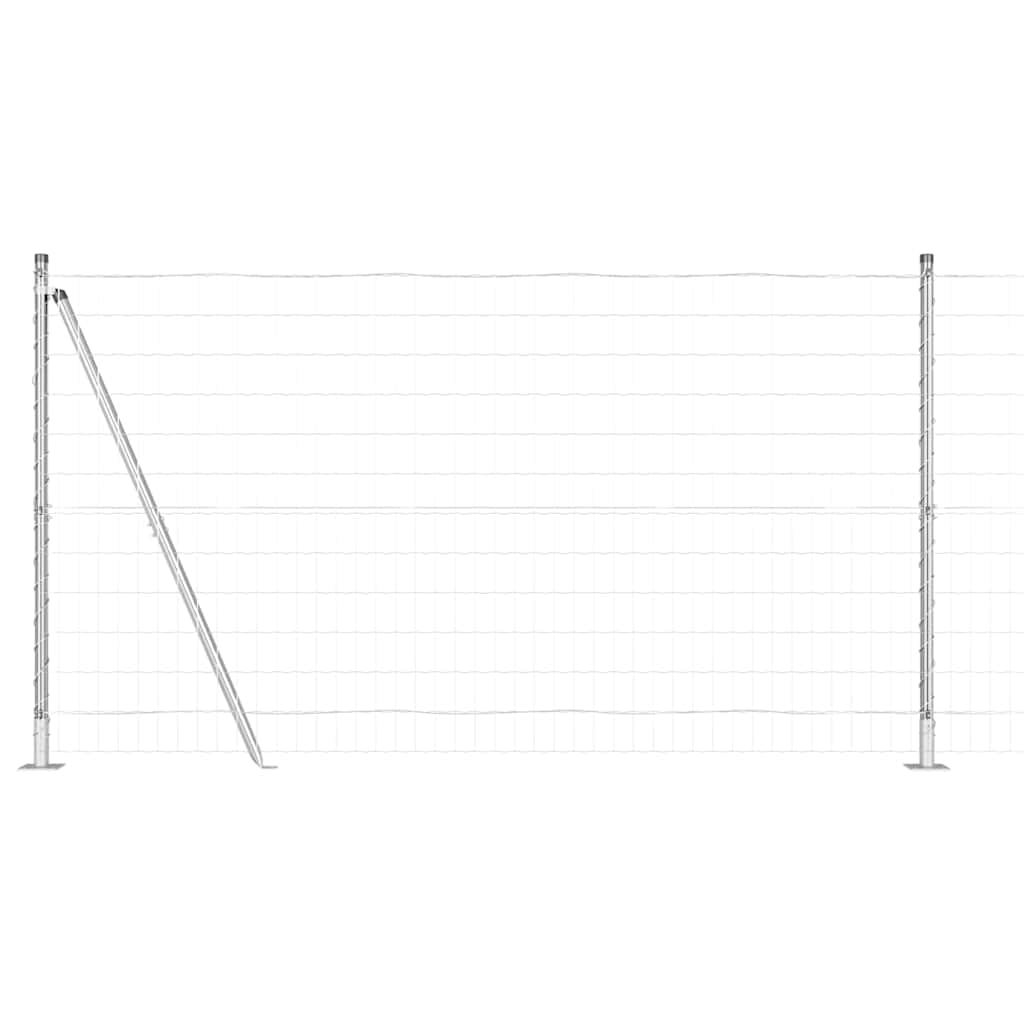 Outdoor Fence Panel Set with Posts Silver Steel 1.2m x 10m Garden Boundary Sturdy Weather Resistant for Terrace Backyard Patio Privacy Enclosure Easy Assembly
