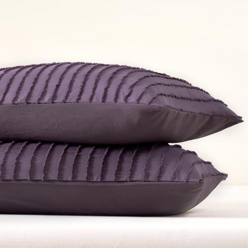 JELLYMONI Iris Purple Striped Tufted Pillowcases King Size
