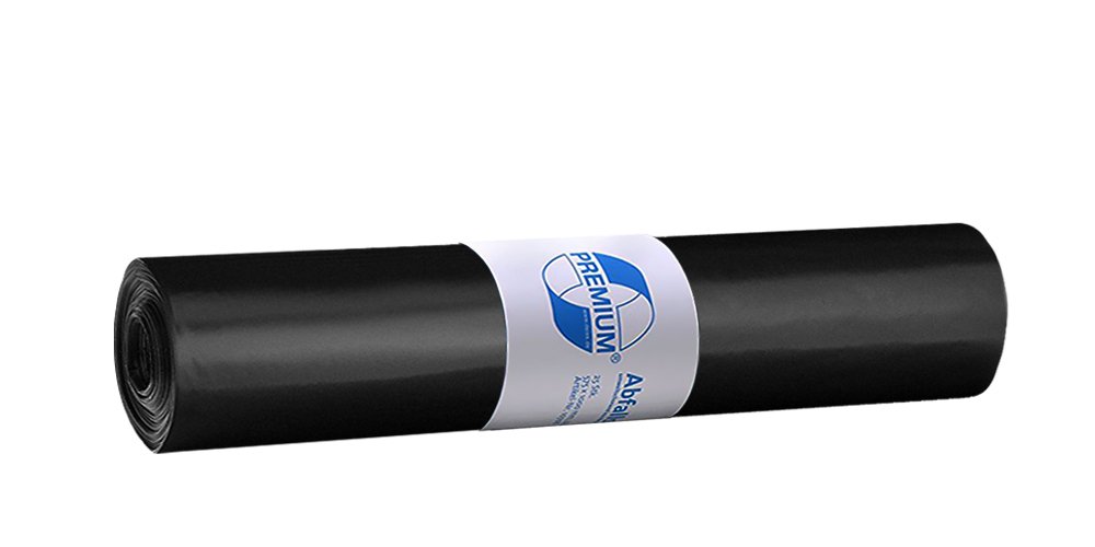 DEISS 15004 - Lote de 10 bolsas de basura (120 L, 25 unidades por rollo/LDPE reciclado), color negro