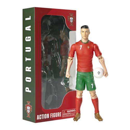 Megableu - Fußballfigur Ronaldo – 20 Cm – Große Fußballfigur Realistisch &Amp; Beweglich – Offizielles Lizenzprodukt – 10 Gelenkpunkte – Spielzeug Fußball Portugal – Geschenkidee Für Fans Ronaldo