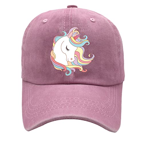 Nvjui Jufopl Girls' Cute Unicorn Hat, Adjustable Gift Baseball Cap For Kids Ages 3-11 Pink #TOP14