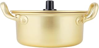GLETSF Olla De Ramen Olla De Aluminio Amarillo para Fideos Instantáneos con Tapa Olla De Ramen para Fideos (Color: Amarillo, Tamaño: 20 Cm) (Amarillo 16 Cm)