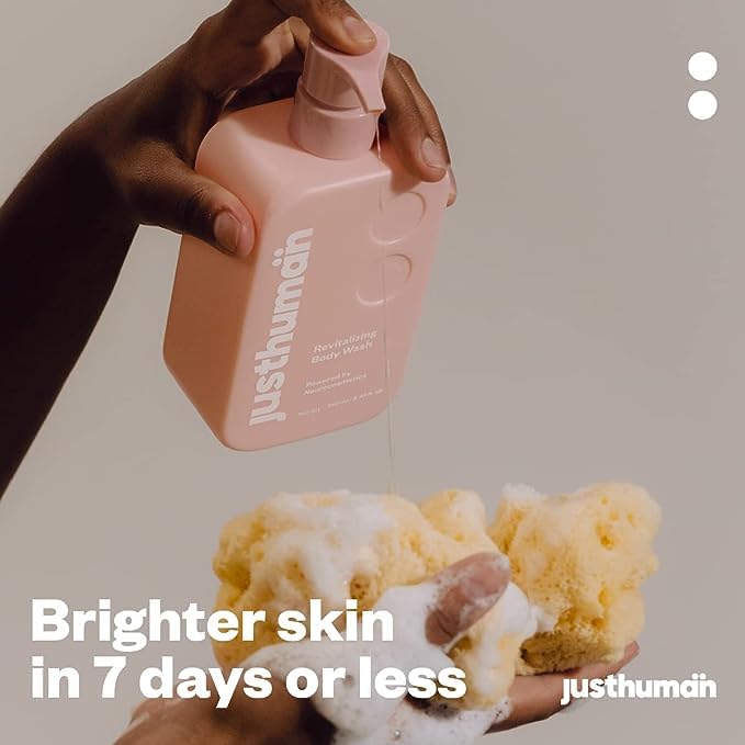 Miniatura 3 de JustHuman Gel de ducha revitalizante hidratante y nutritivo con pH equilibrado, bálsamo de limón y albahaca sagrada para hombres y mujeres, sin