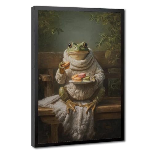 Toile grenouille rétro 20x30 cm pour déco murale salon vintage