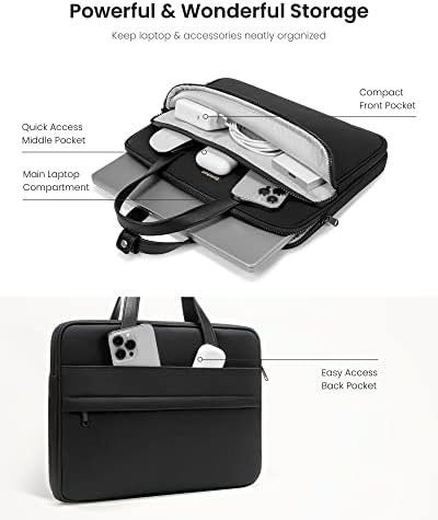 tomtoc Ochronna torba na laptopa 360 do 13-calowego MacBooka Air/Pro, 14-calowego MacBooka Pro M1 Pro/Max A2442 2021, wodoodporna torba do przenoszenia na laptopa, aktówka do iPada Pro 12,9 cala z etui na klawiaturę, Czarny