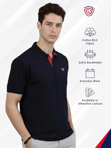 Image of Lux Cozi Men's Cotton Solid Polo Tshirt | Collar Tshirts | Half Sleeves | Stylish & Premium All Day Wear | Pack of 1