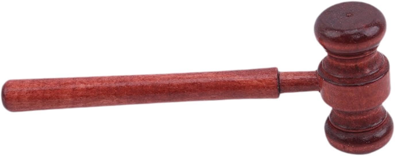 Garkria Wooden Judge Gavel Halloween Party Props Wooden Hammer Block Judge Hammers for Costume Accessory - Red Brown
