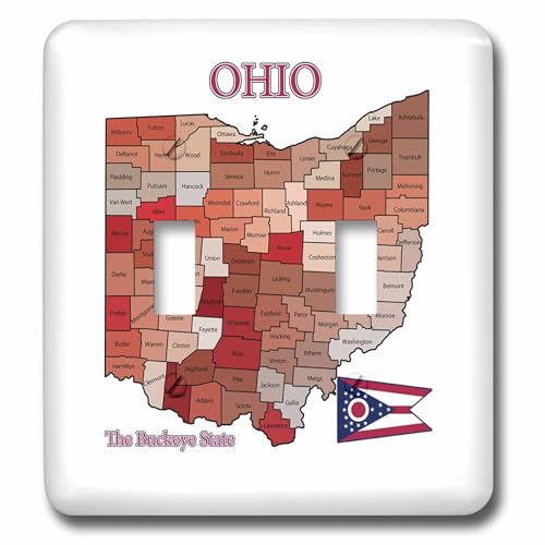 Double interrupteur Ohio avec comtés colorés et étiquetés 3dRose lsp_205189_2