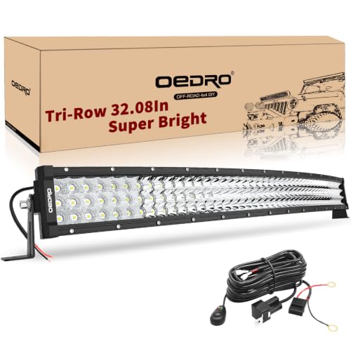 Image of OEDRO 32 Inch LED Light Bar Curved 405W Tri-Row with Wiring Harness